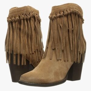 Very Volatile Cupids Fringe Ankle Bootie in Camel 7.5M